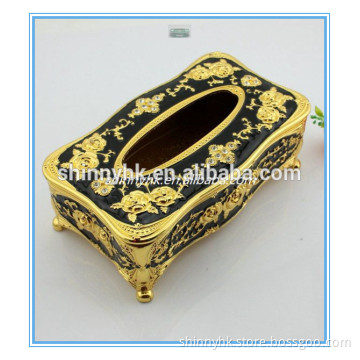 Hot sale vintage allloy metal enamel tissue box cover white and black colour
